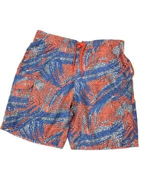 Rainforest Cafe Blue Orange Gray Tropical Leaf Print Swim Shorts Mens X-Large